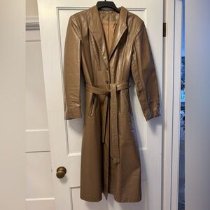 Classic Brown Leather Trench Coat